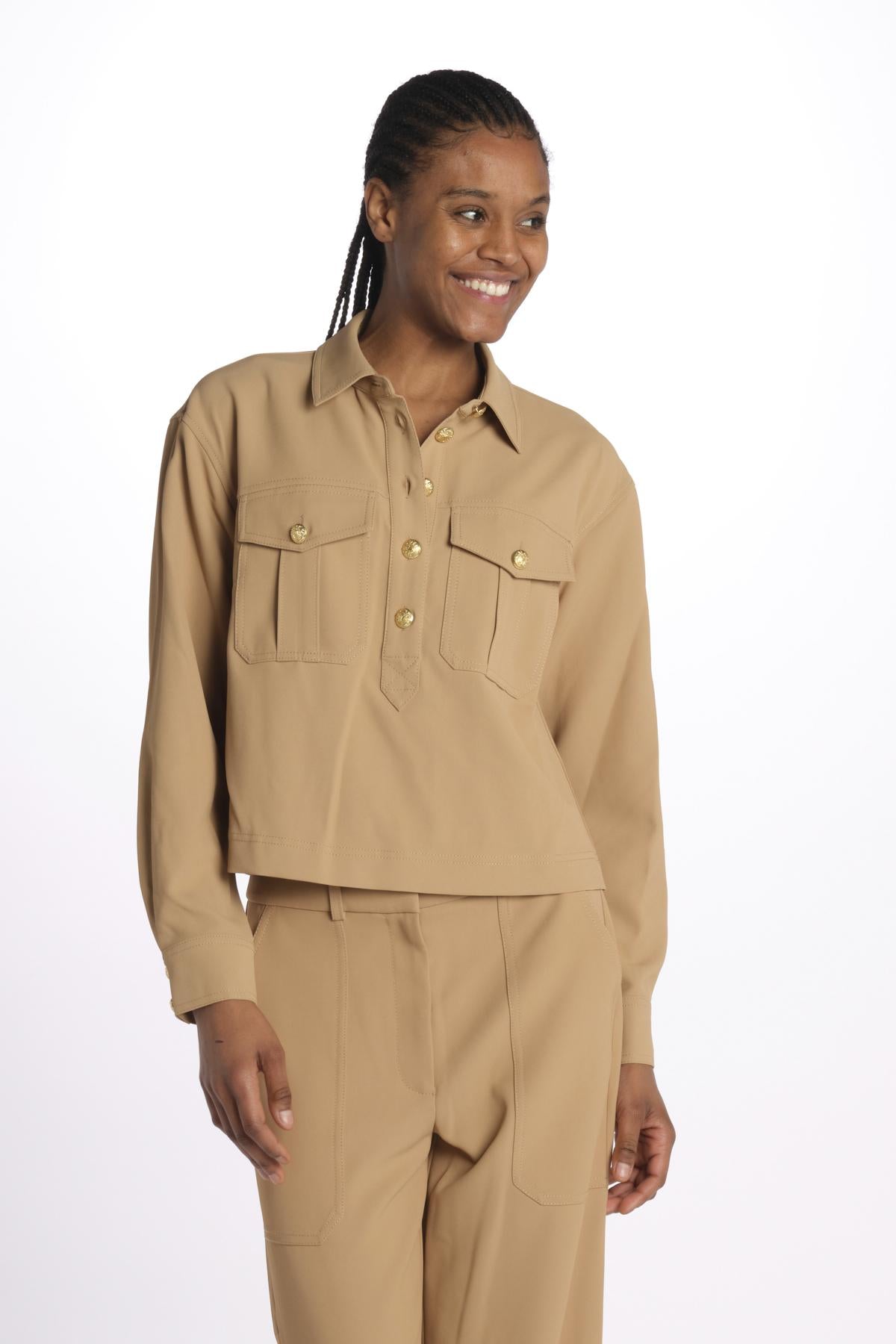 Camicia COLVIN bottoni oro CP3241142 KHAKI veronica beard 
