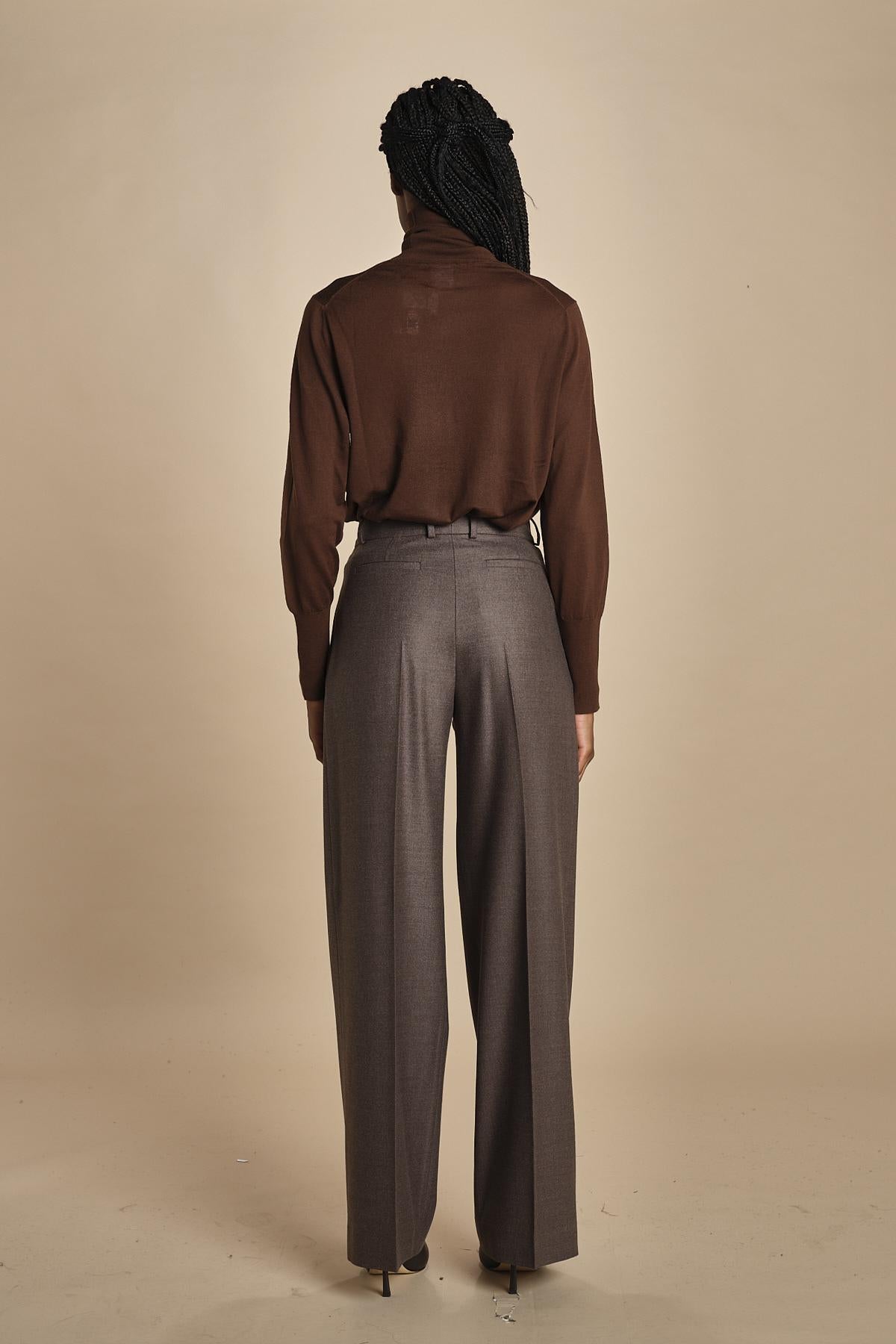 pantalone in flanella con pinces MAFALDA T 357194 73 quelledue 