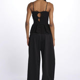 Top MARTINA elastico sangallo DM 1229 BLACK damson madder 