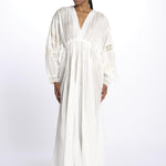 IBIZA maxi abito con scollo e maniche lunghe IBIZA IVOIRE laraethnics 