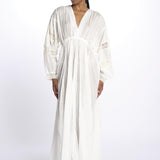 IBIZA maxi abito con scollo e maniche lunghe IBIZA IVOIRE laraethnics 