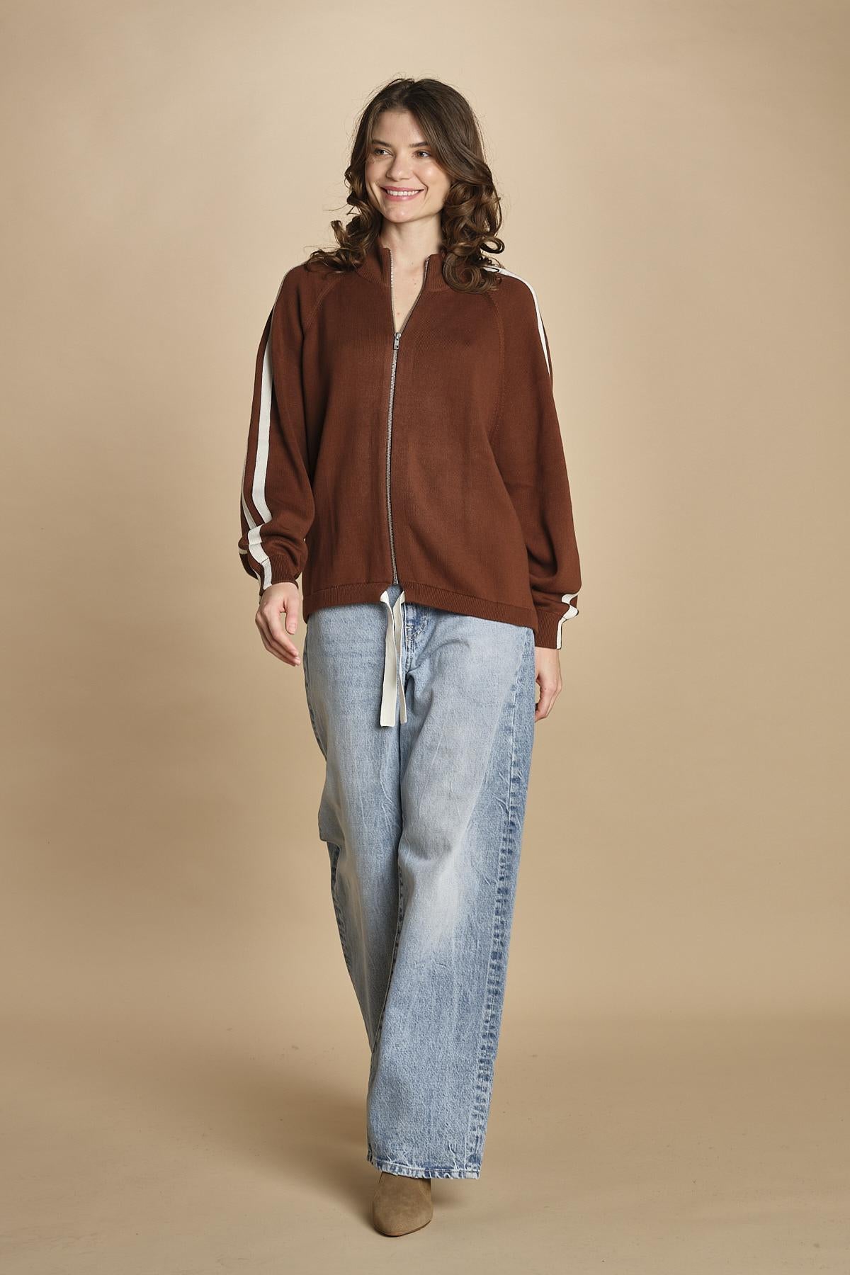 maglia bande con zip ANGIX COFFEE bellerose 