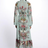 Abito lungo BEAUTY chiffon stampa fiori 328791 BLUE farm rio 
