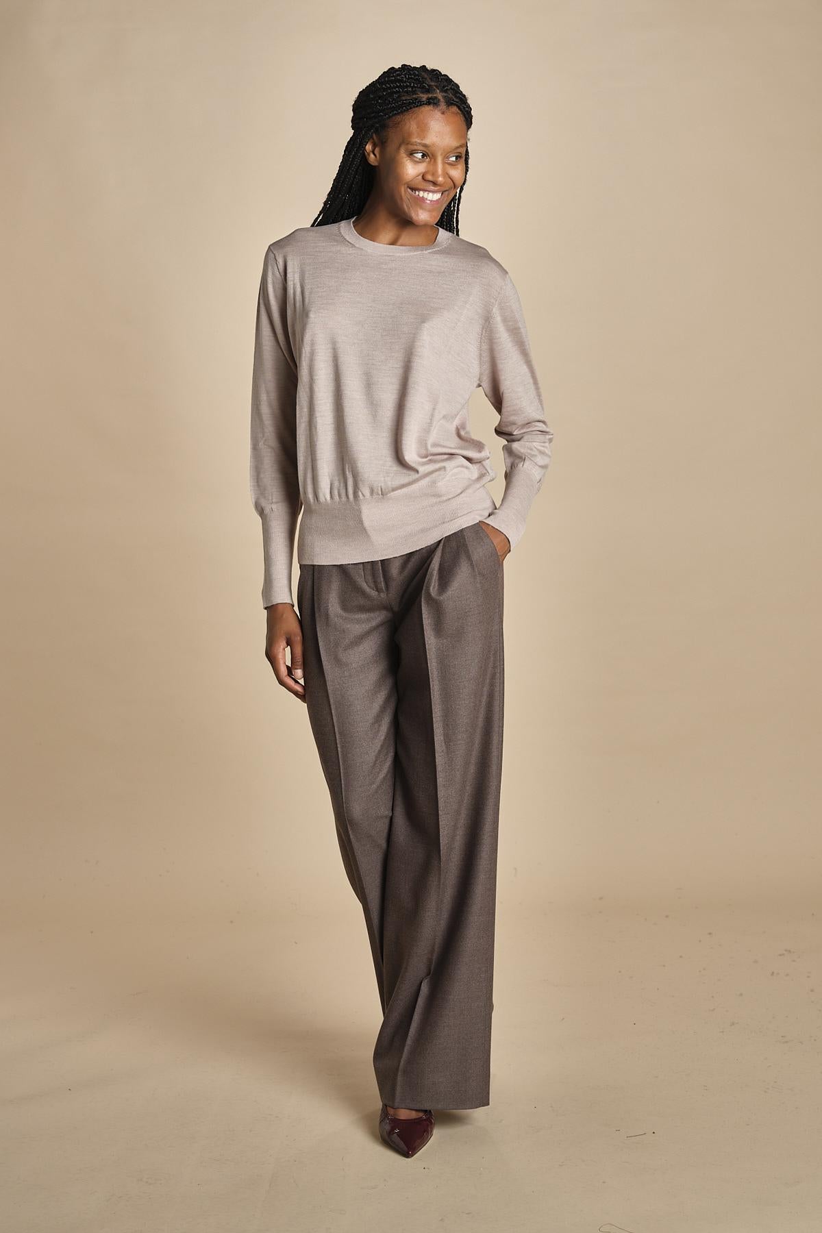girocollo over in lana merinos MIL LAU5BIS E20179 BEIGE milaura 