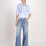 camicia con plastron ricamato SAVOY BLUE jupe by jackie 