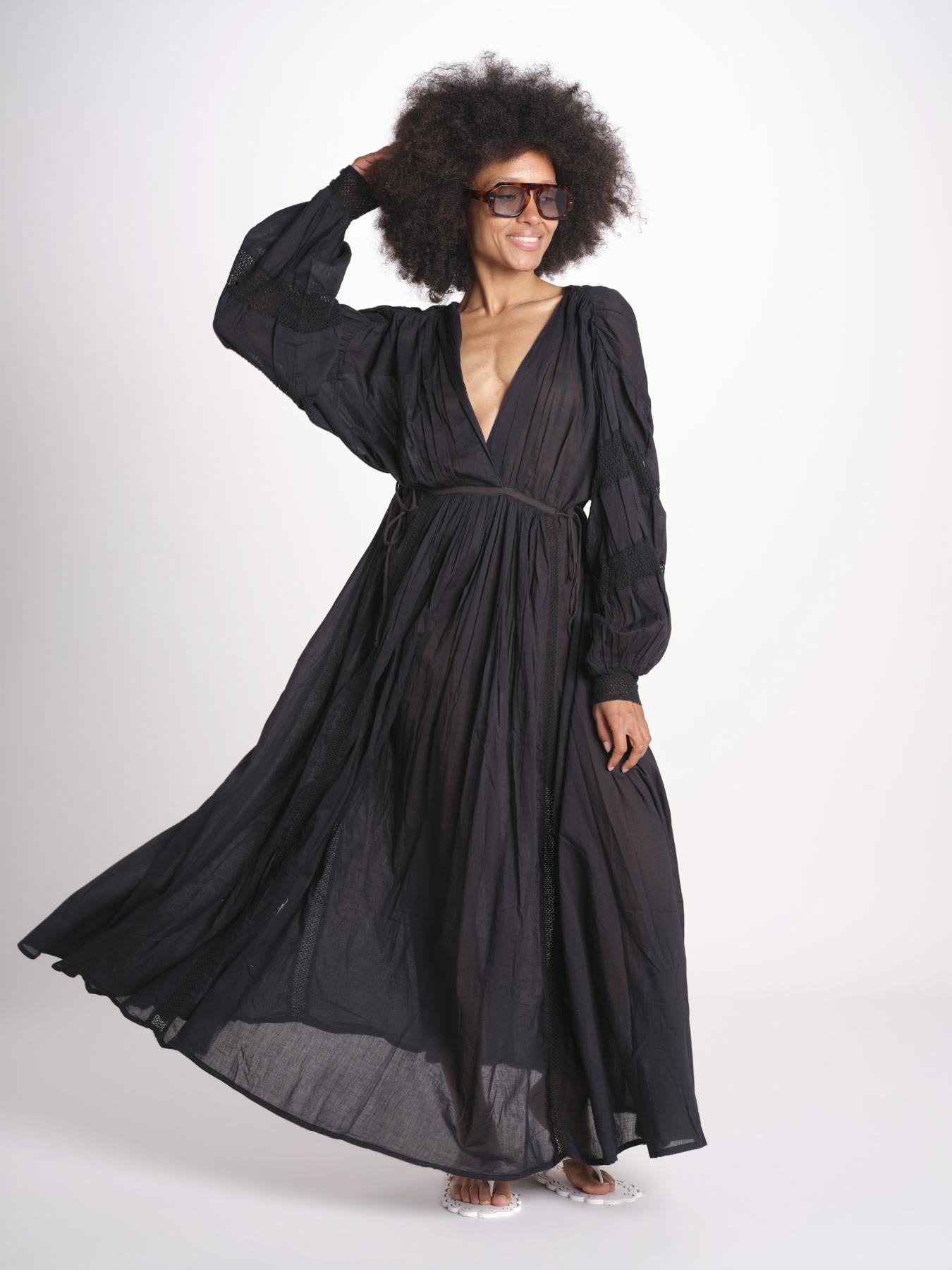 abito con nervature IBIZABLK NOIR laraethnics 