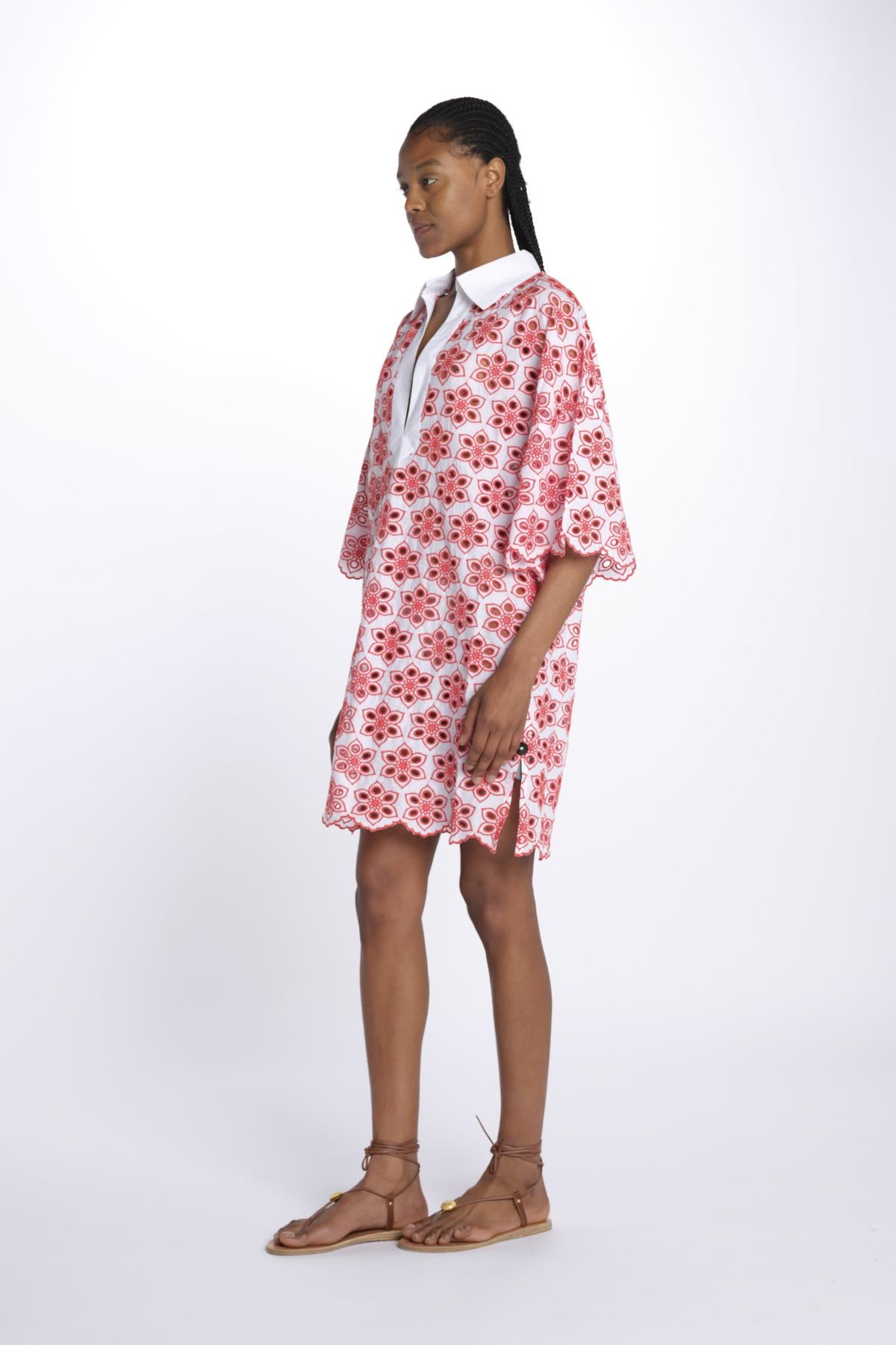 Mini abito LUPITA camicia ricamo fiori R25008 EYELETRED sundress 