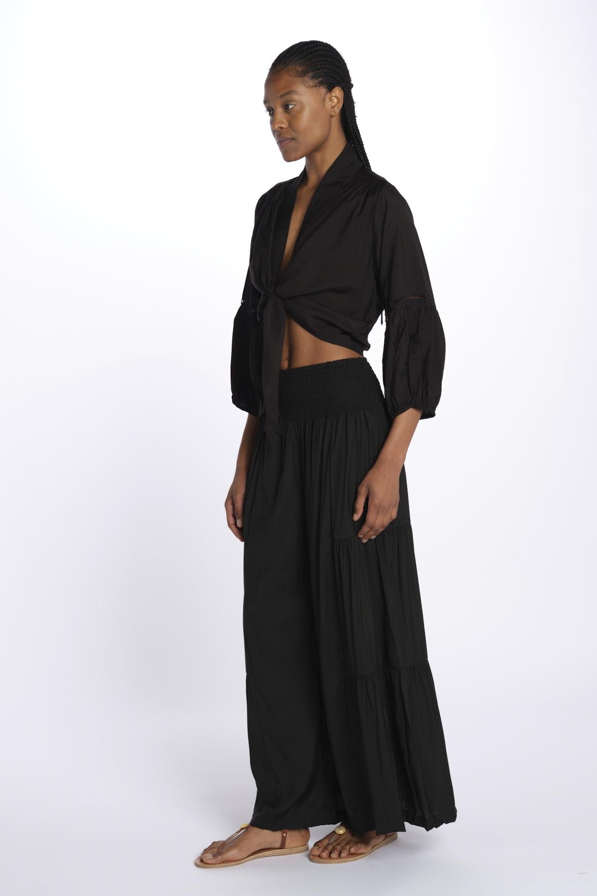 MARIA top con nodo e maniche lunghe MARIA NOIR laraethnics 