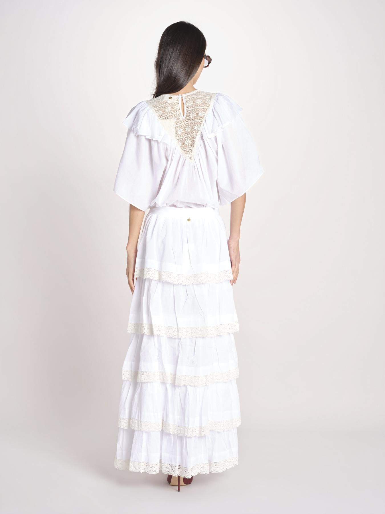 gonna lunga con balze DOLLY SKIRT DOLLY1SKI WHITE antik batik 