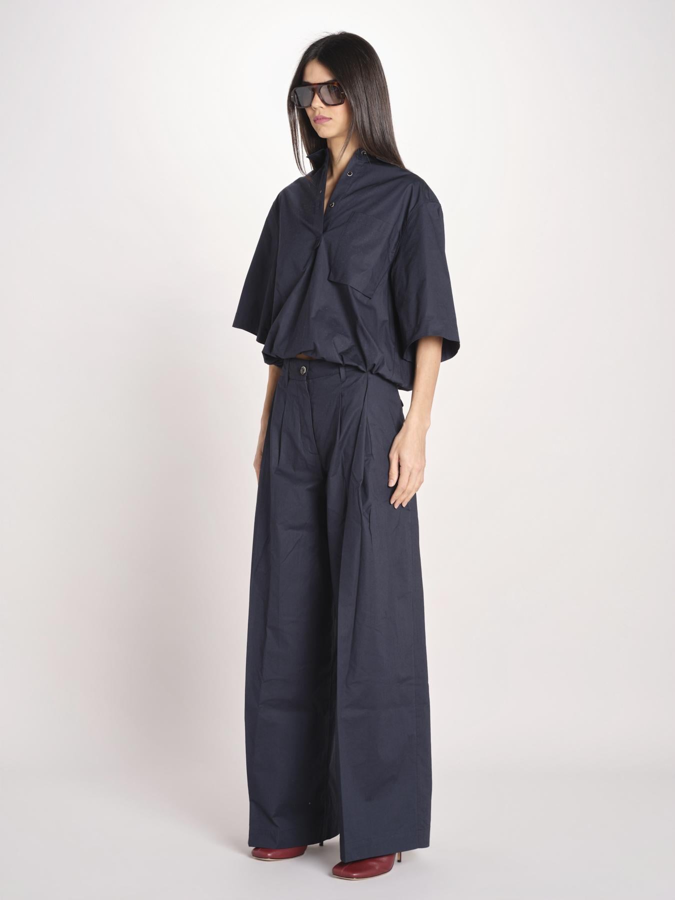 pantalone in cotone con pines PETRA PE99 NAVY nine in the morning 