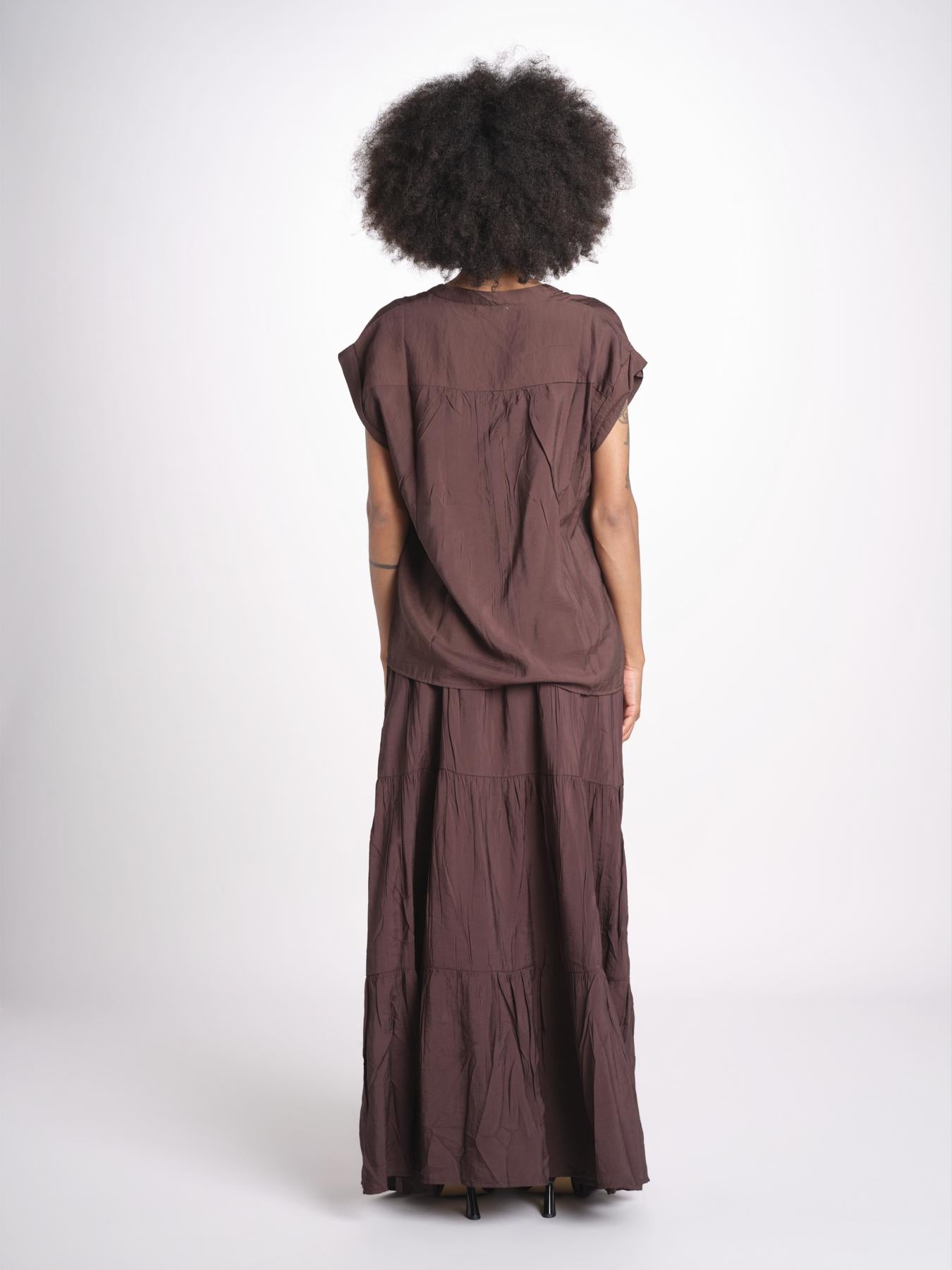 camicia con bottoni CLARENCELK CHOCOLAT laraethnics 