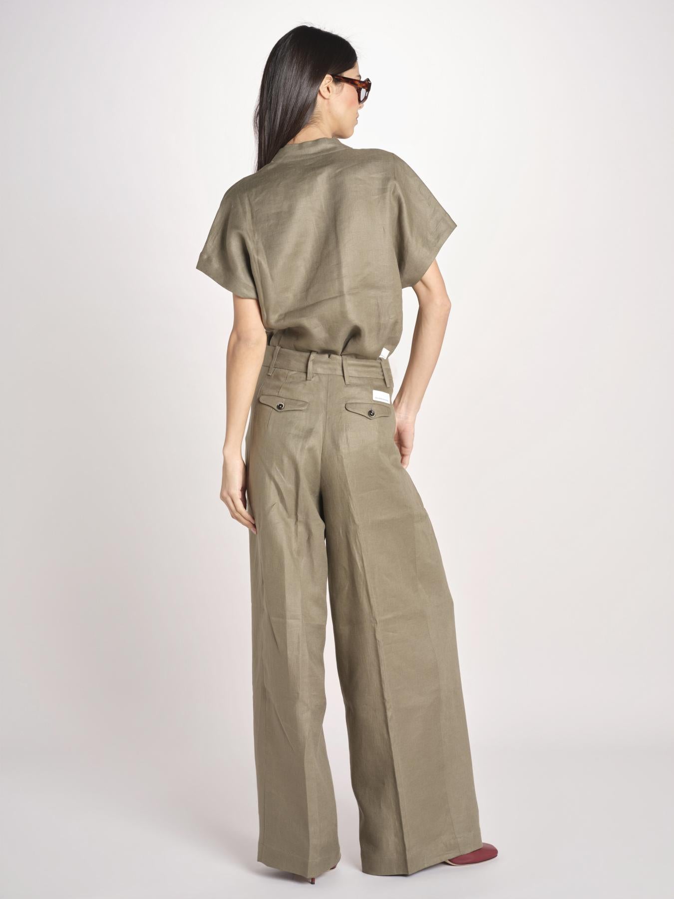pantalone in lino con pinces PETRA PE98 OLIVA nine in the morning 