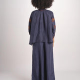 camicia in seta BE25261 NAVY RUST benaras soleil 