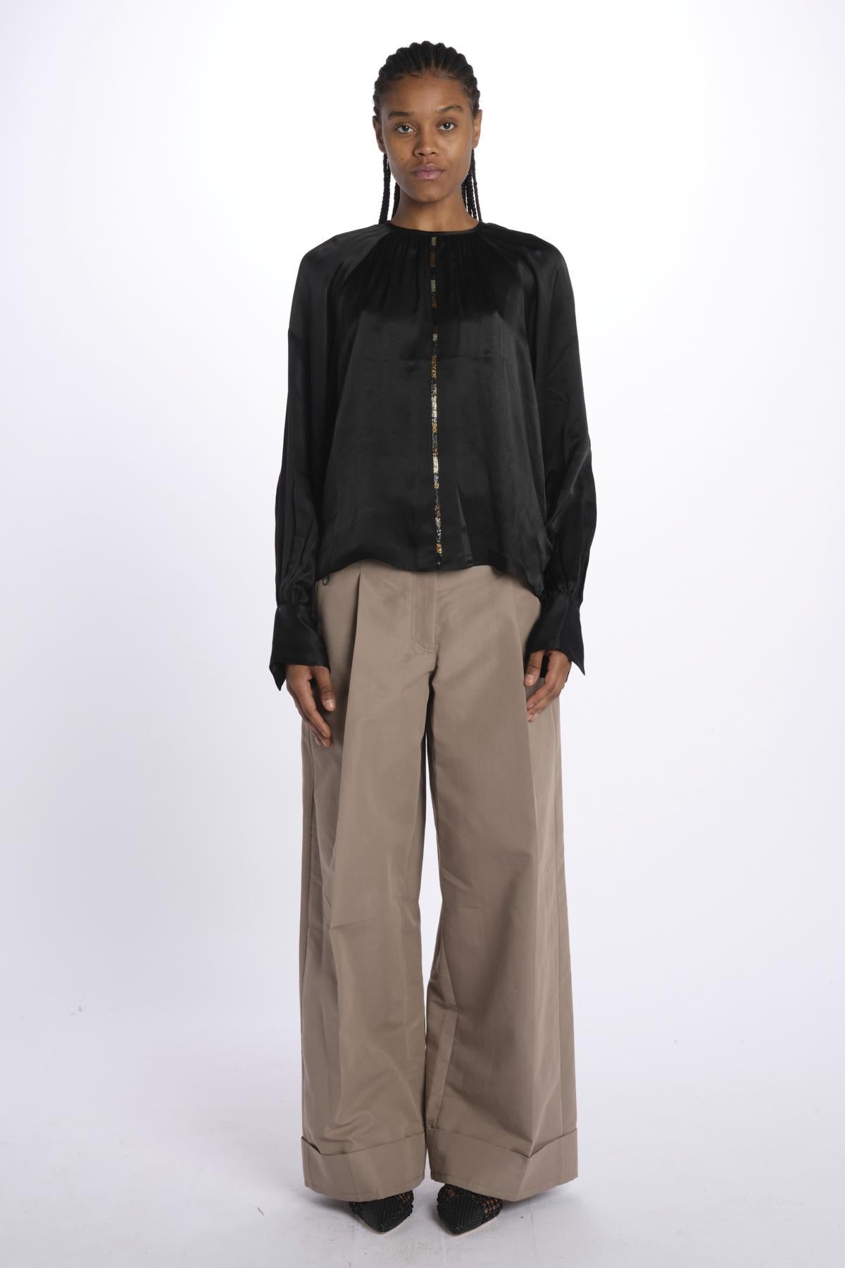 Camicia manica sbuffo CUTWORK BE24499 BLACK milaura 