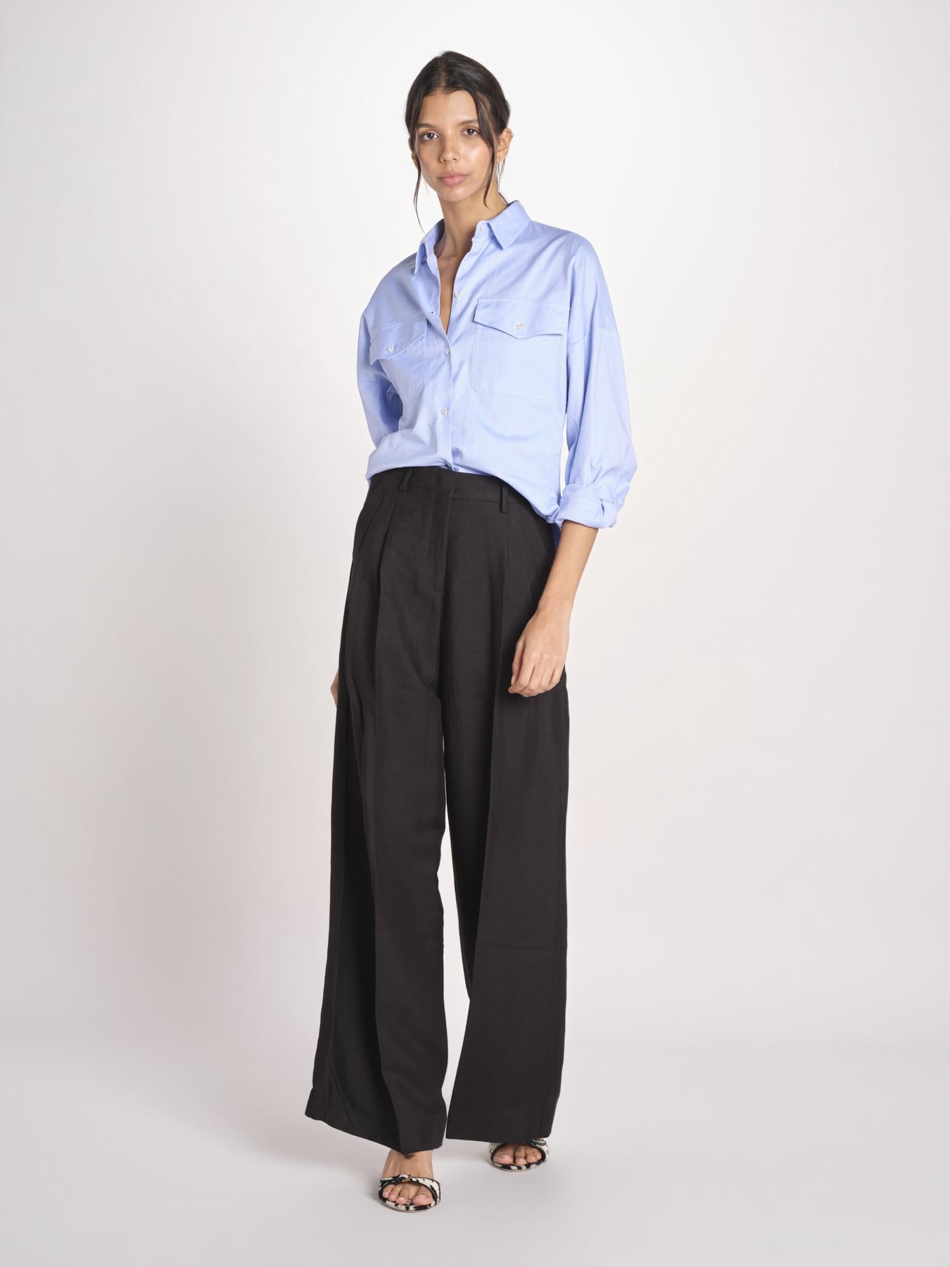 pantalone con due pinces in lino VELIERO 2615131092600 003 NERO weekend maxmara 