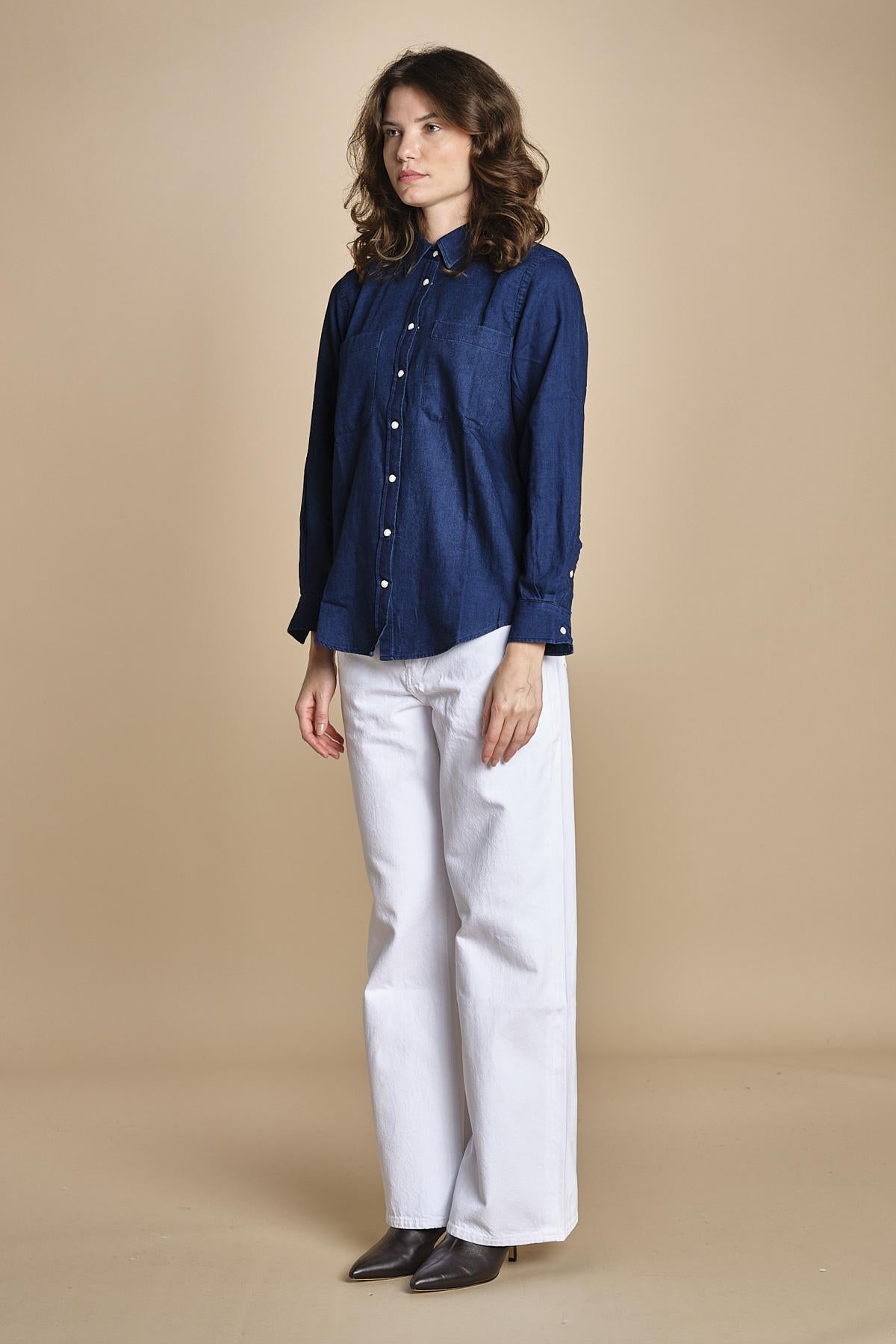 CHANDLER camicia denim con automatici BECE616 INDIGO hartford 