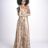abito lungo con manica lunga PRINTED MARTINI E02263022 GOLD ANIMAL ramy brook 