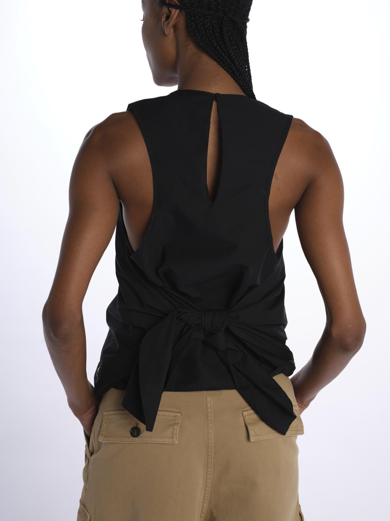 Top nero popeline con nodo G101 0132 9000NERO n21 