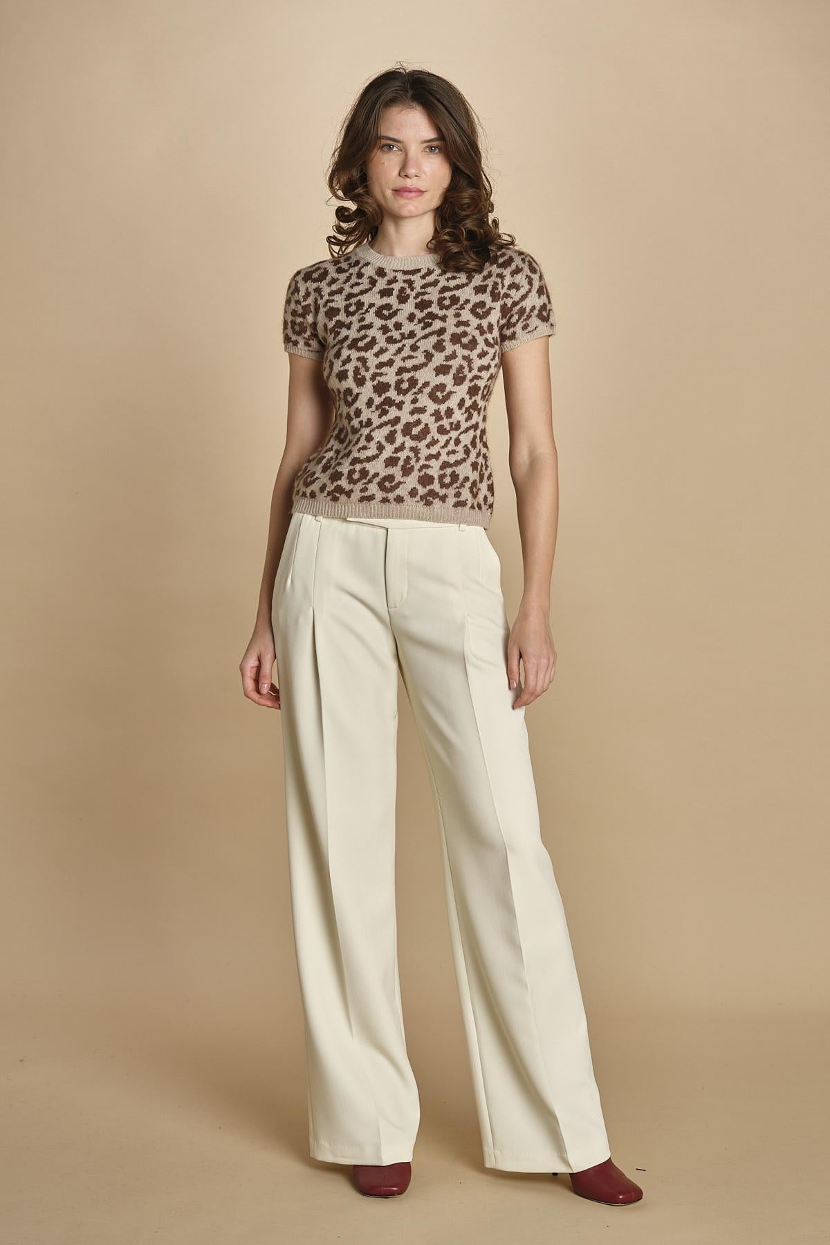 maglia manica corta  maculata 32019-355 BEIGE.MORO federica tosi 