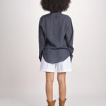 Camicia maschile in lino M012 38 BLU milaura 