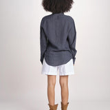 Camicia maschile in lino M012 38 BLU milaura 