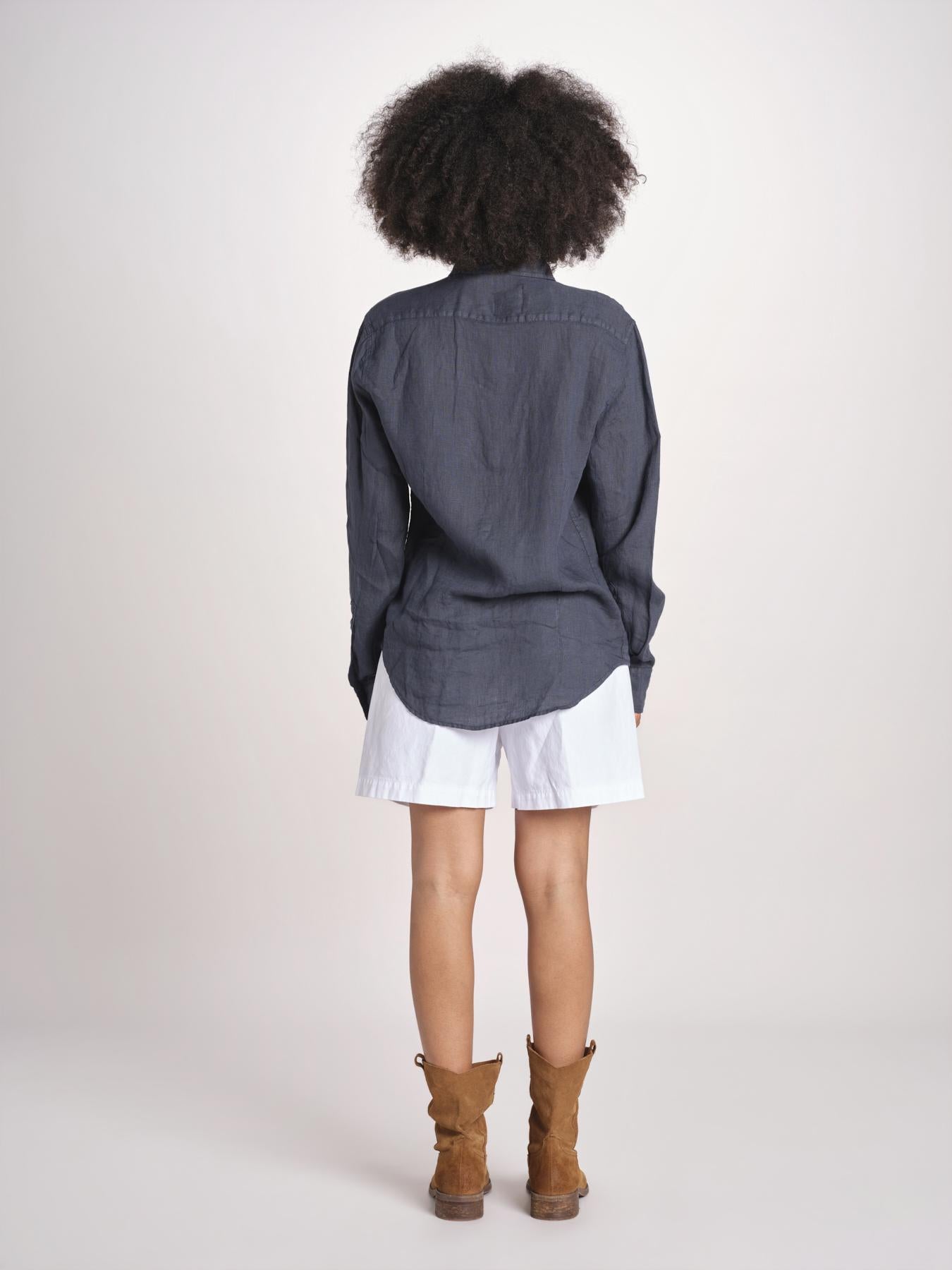Camicia maschile in lino M012 38 BLU milaura 