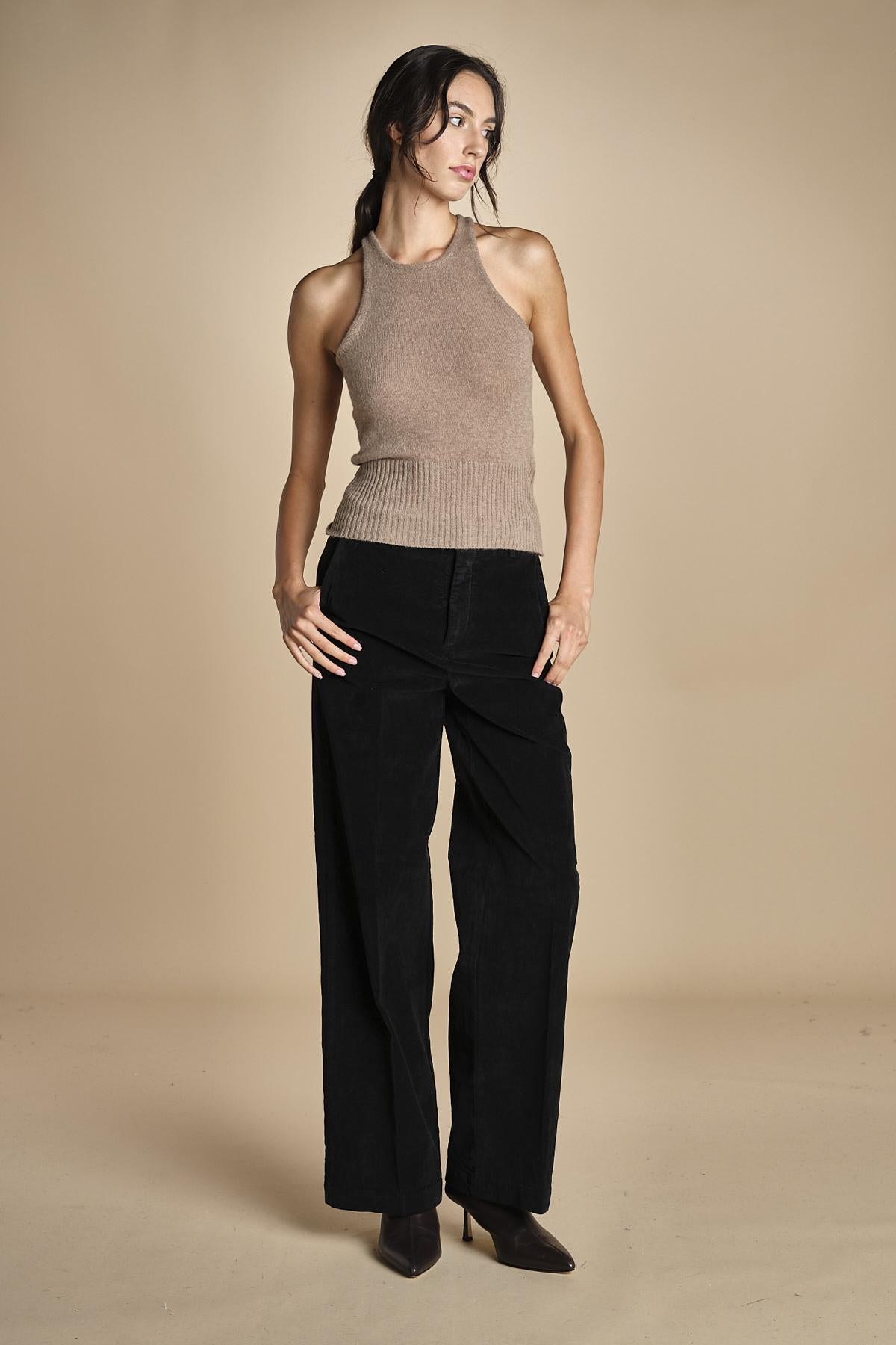 pantalone dritto in fustagno OLIMPIA BLACK true avenue 