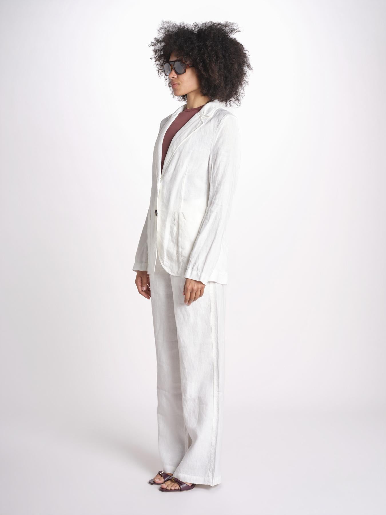 blazer due bottoni in lino LIVI STRUCURELINEN IVORY true avenue 