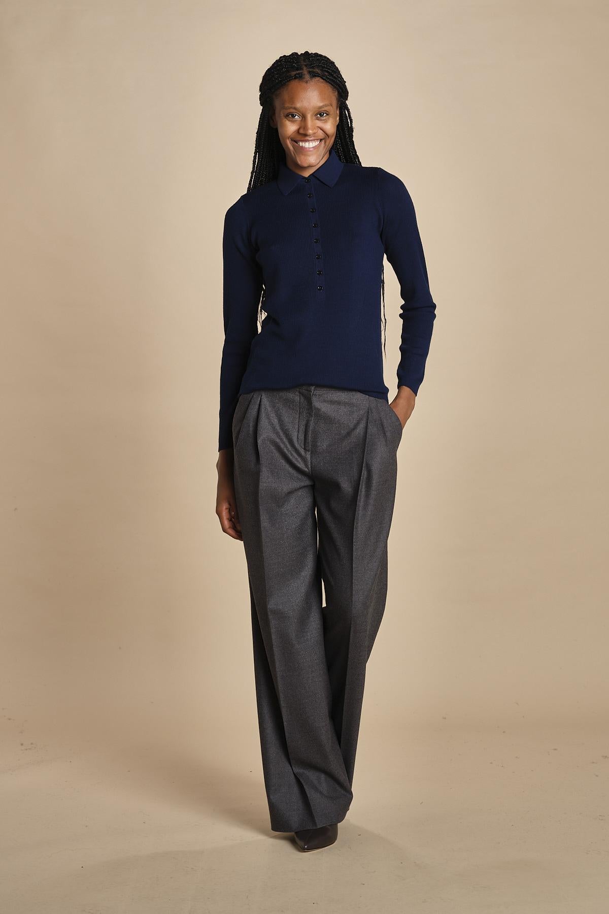 polo a costine in lana merino MIL LAU3 E21210 BLU milaura 