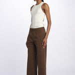 Pantalone PENSIL cotone con elastico PENSIL CHOCOLATE true avenue 