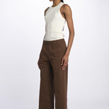 Pantalone PENSIL cotone con elastico PENSIL CHOCOLATE true avenue 