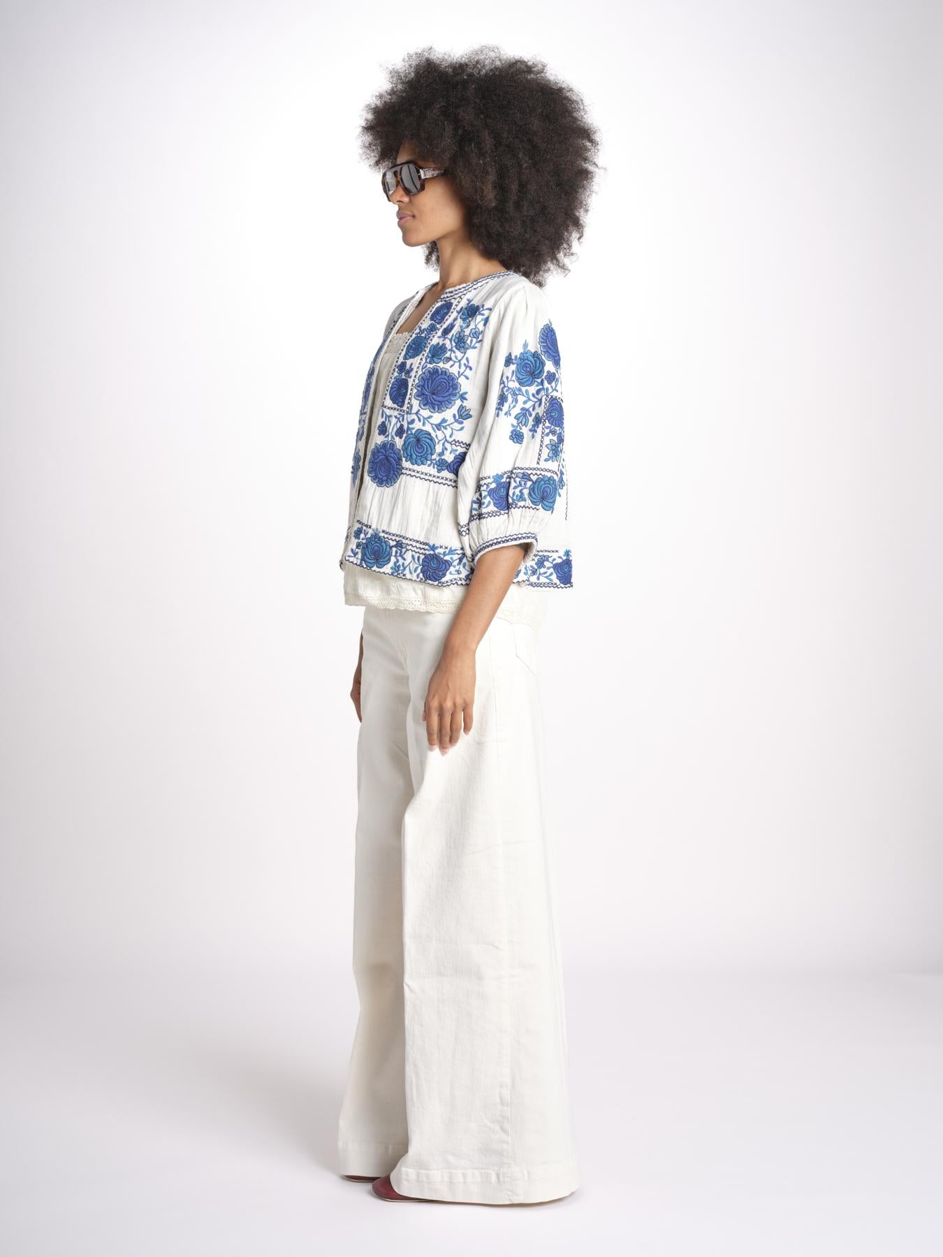 giacca con fiori ricamati GRETA JKT 747215 ECRU mabe 