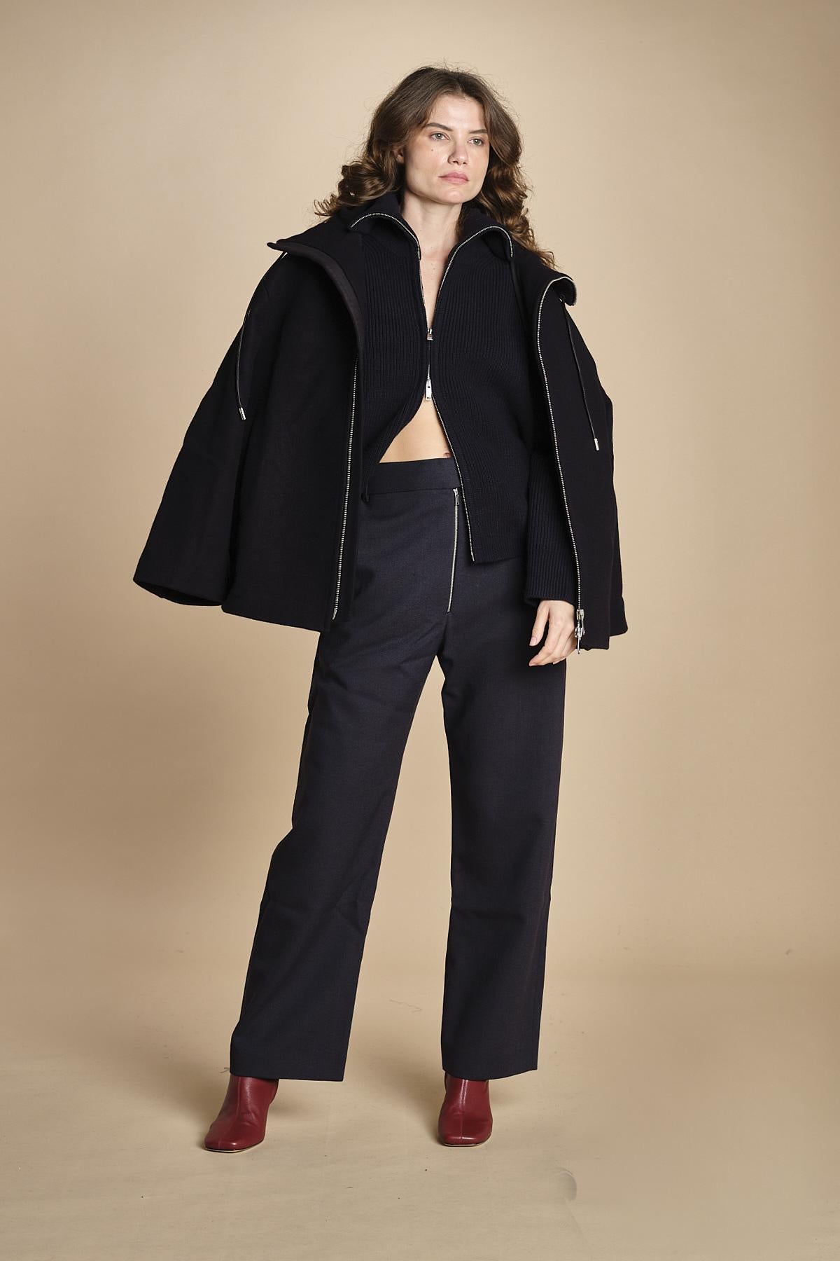 maglia a coste con la zip SANDOS DARKEST NAVY studio nicholson 