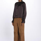 Camicia manica sbuffo CUTWORK BE24499 DARK BROWN milaura 