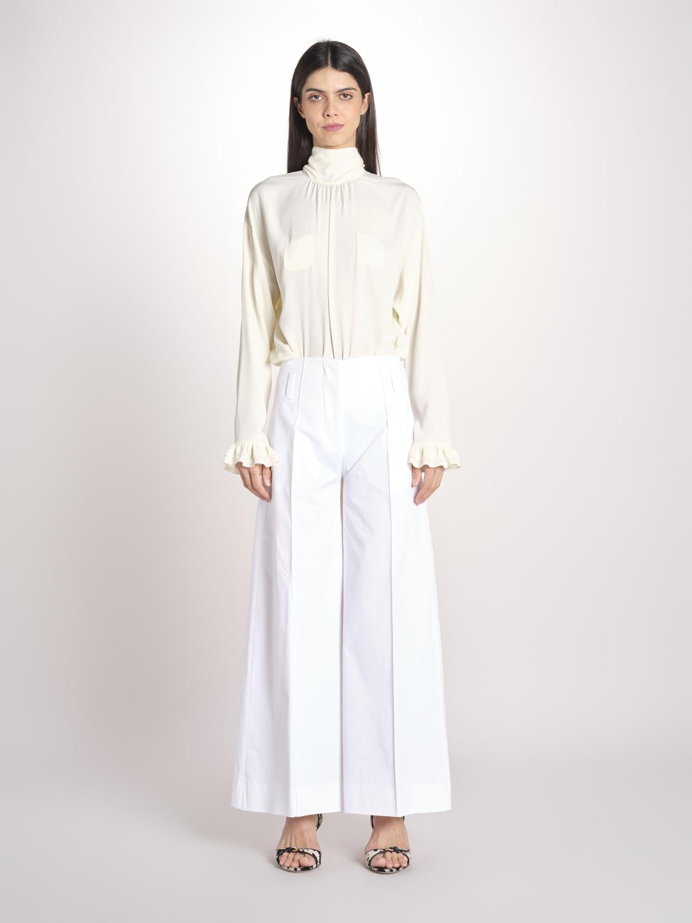 pantalone largo con nervature ORIANA 540 54 14 BIANCO quelledue 