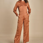 tuta in raso con zip CARMY PRALINE ba&sh 