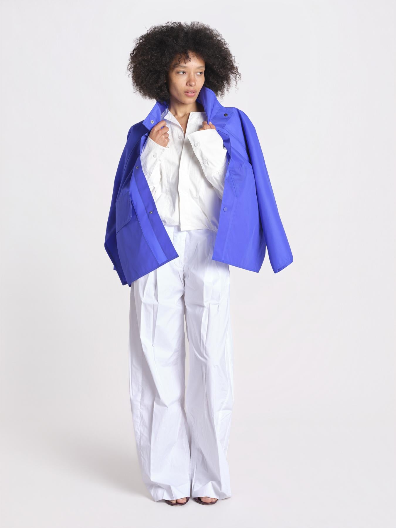 pantalone over con pinces in popeline BILLIE 3111 T0160 WHITE T0001 the latest 