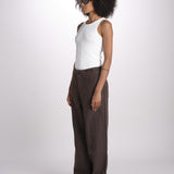 pantalone diritto in lino ERICA STRUCTURELINEN BROWN true avenue 