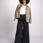 pantalone in lino con pinces PETRA PE98 BLACK nine in the morning 