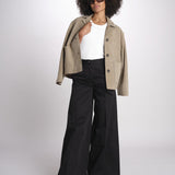 pantalone in lino con pinces PETRA PE98 BLACK nine in the morning 