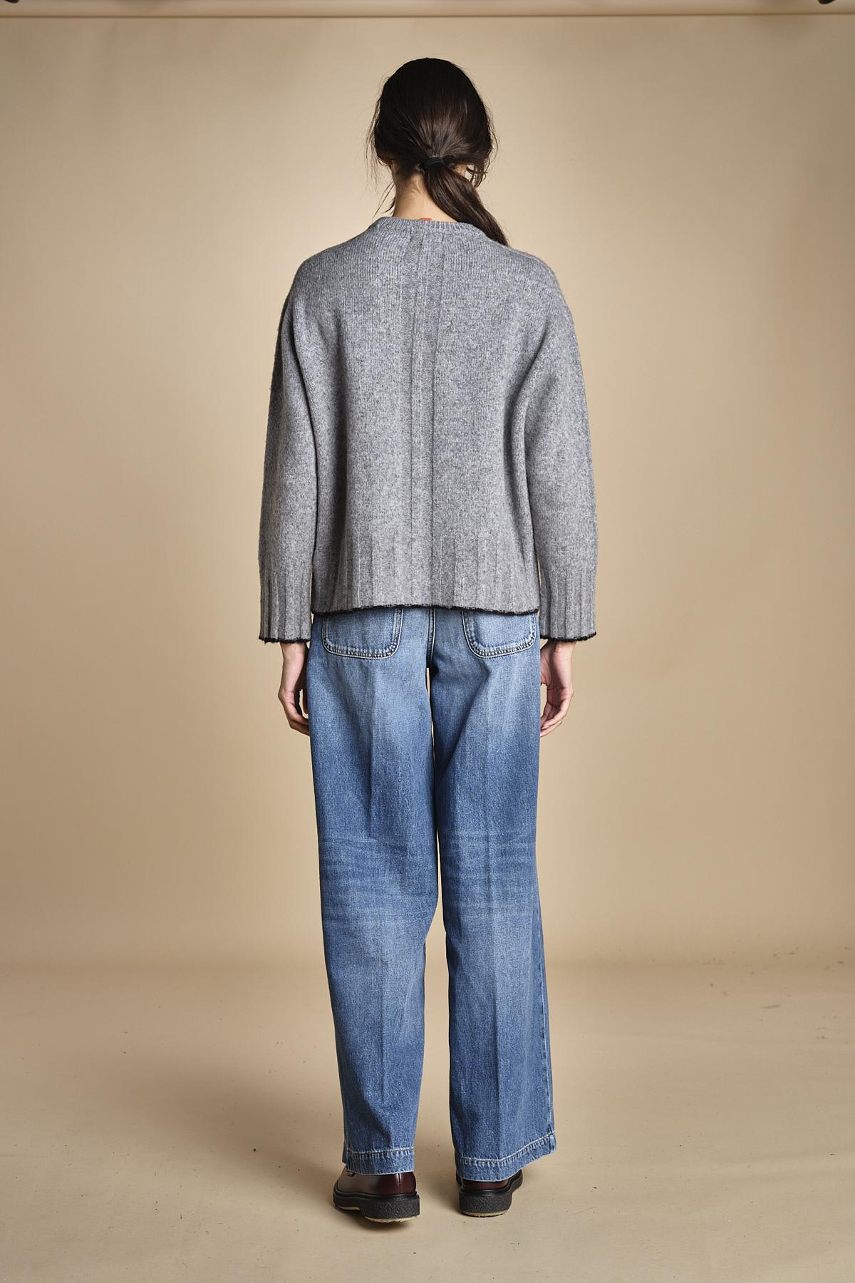maglia girocollo over CLAUDIA GIROCOLLO GRIGIO_NERO tenne' 