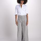 pantalone largo con nervature in lino ORIANA 540 50043 84 DENIM quelledue 