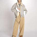 Giubbotto a quadretti reversibile BOMBERTRENCH MJD547_108477 BEIGE BLUE CHECK jejia 