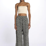 DAKOTA pantaloni con elastico in vita stampa foglie DAKOTA INDIAN BLACK laraethnics 