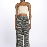 DAKOTA pantaloni con elastico in vita stampa foglie DAKOTA INDIAN BLACK laraethnics 