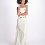 abito lungo con bustier ricamato ANOUK JA018 MILK fortela 