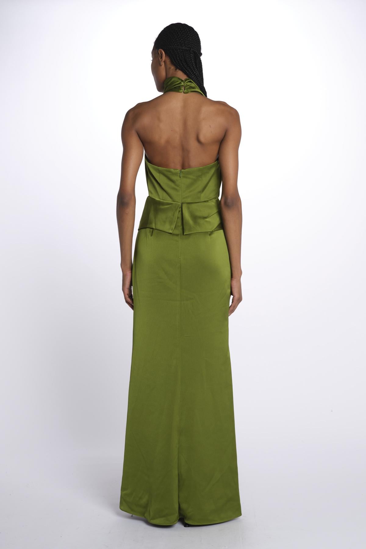 MAISON GROWN abito in satin scollo americano 10112295 8611 halston 