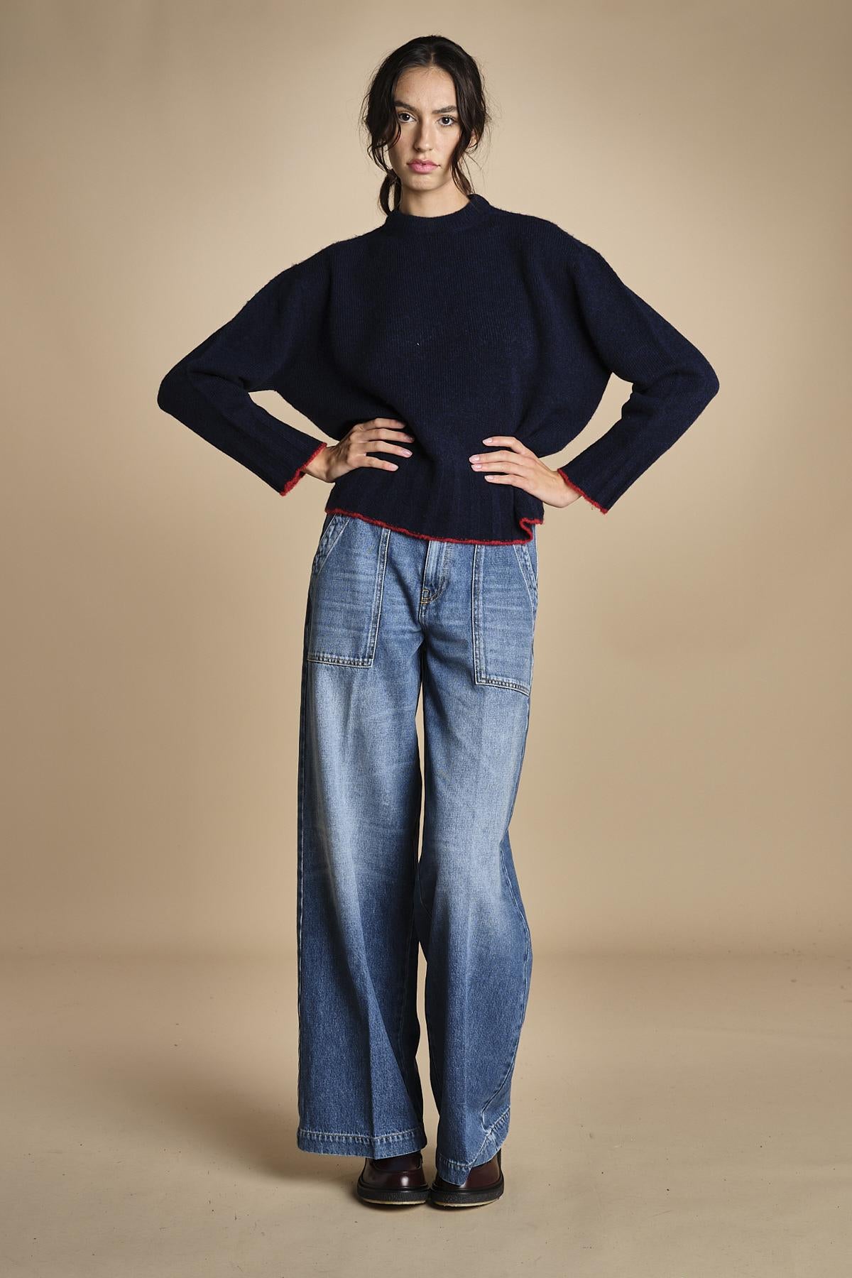 maglia girocollo over CLAUDIA GIROCOLLO BLUNAVY_ROSSO tenne' 