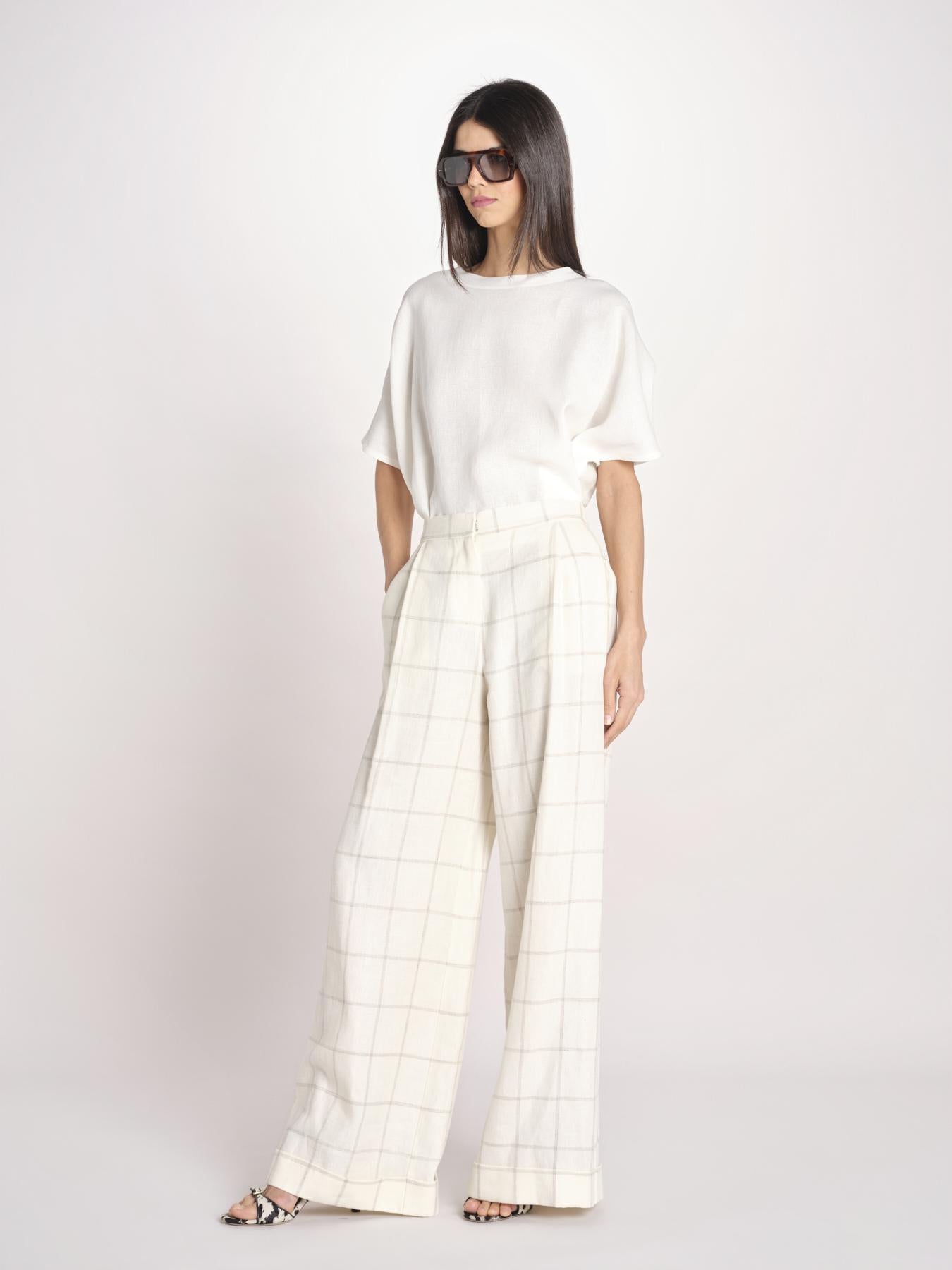 pantalone a quadri U3211R IVORY dusan 