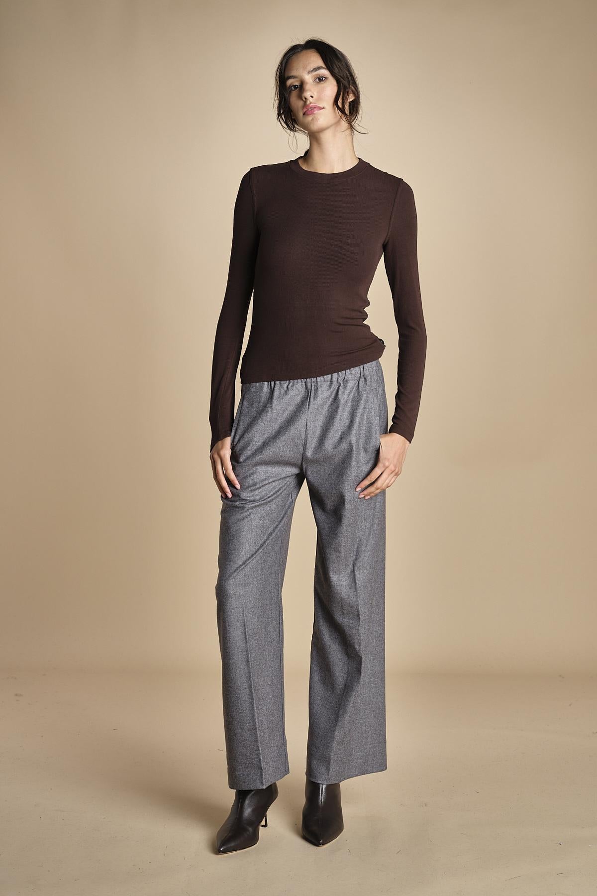 pantalone con elastico in punto milano PENSIL GREY true avenue 